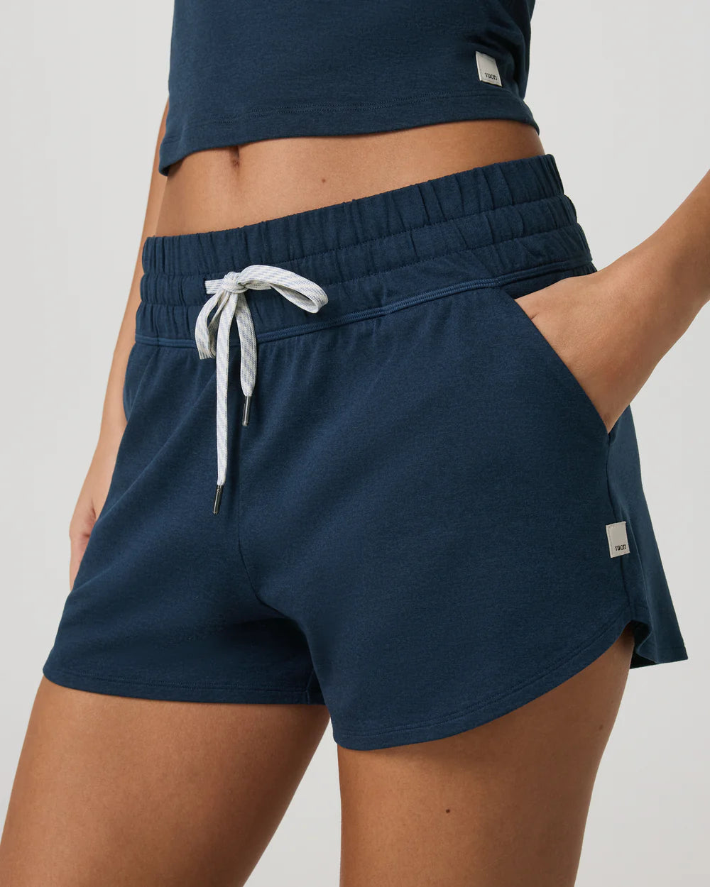 Vuori Halo Performance Short 2.0 in Blue Coast Heather at Baseline Social