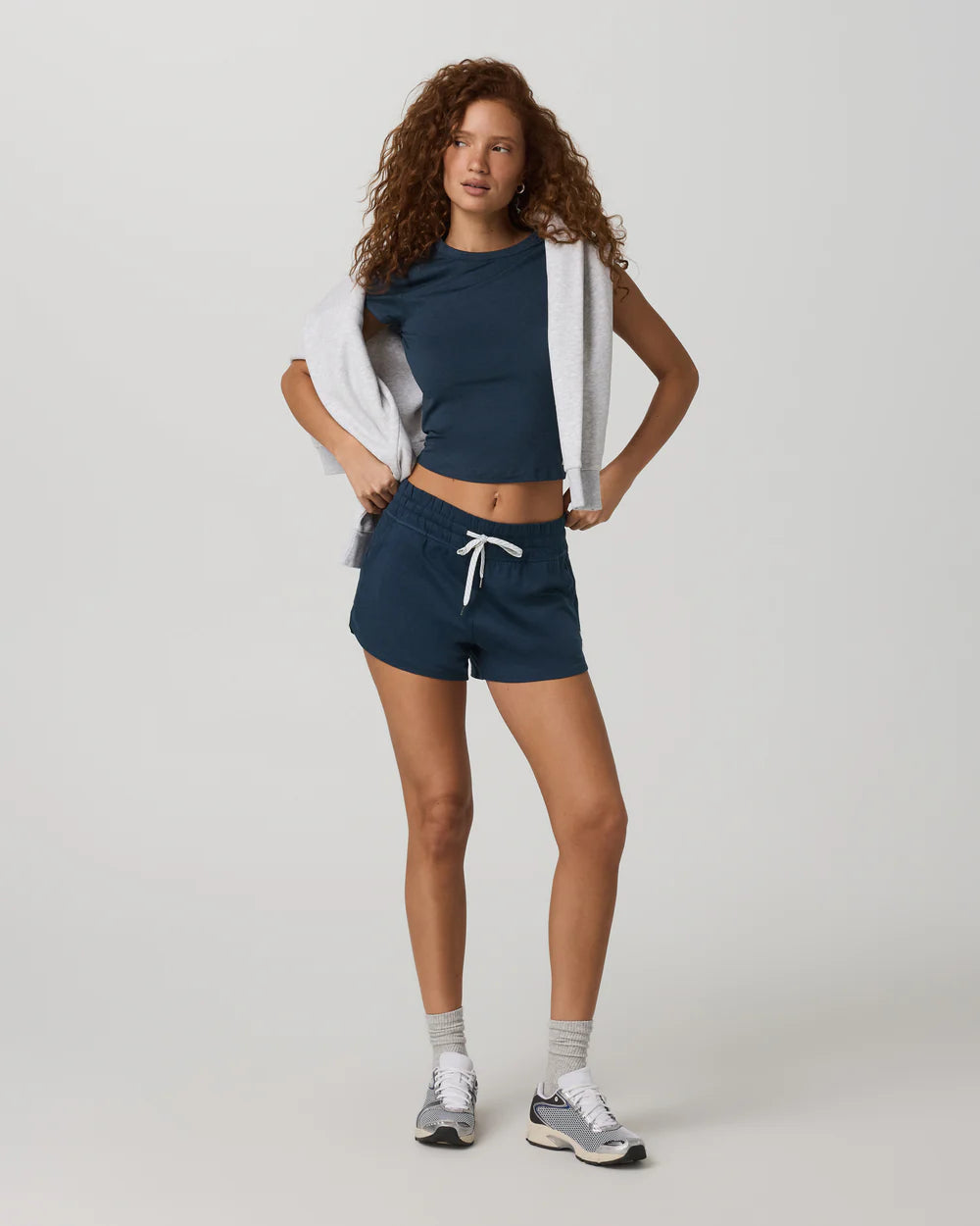 Vuori Halo Performance Short 2.0 in Blue Coast Heather at Baseline Social