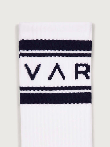 Varley Astley Active Sock in White/Blue Nights at Baseline Social