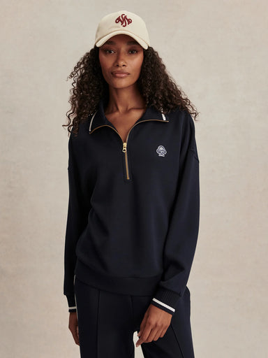 Varley Bertie Half-Zip Sweat in Navy at Baseline Social