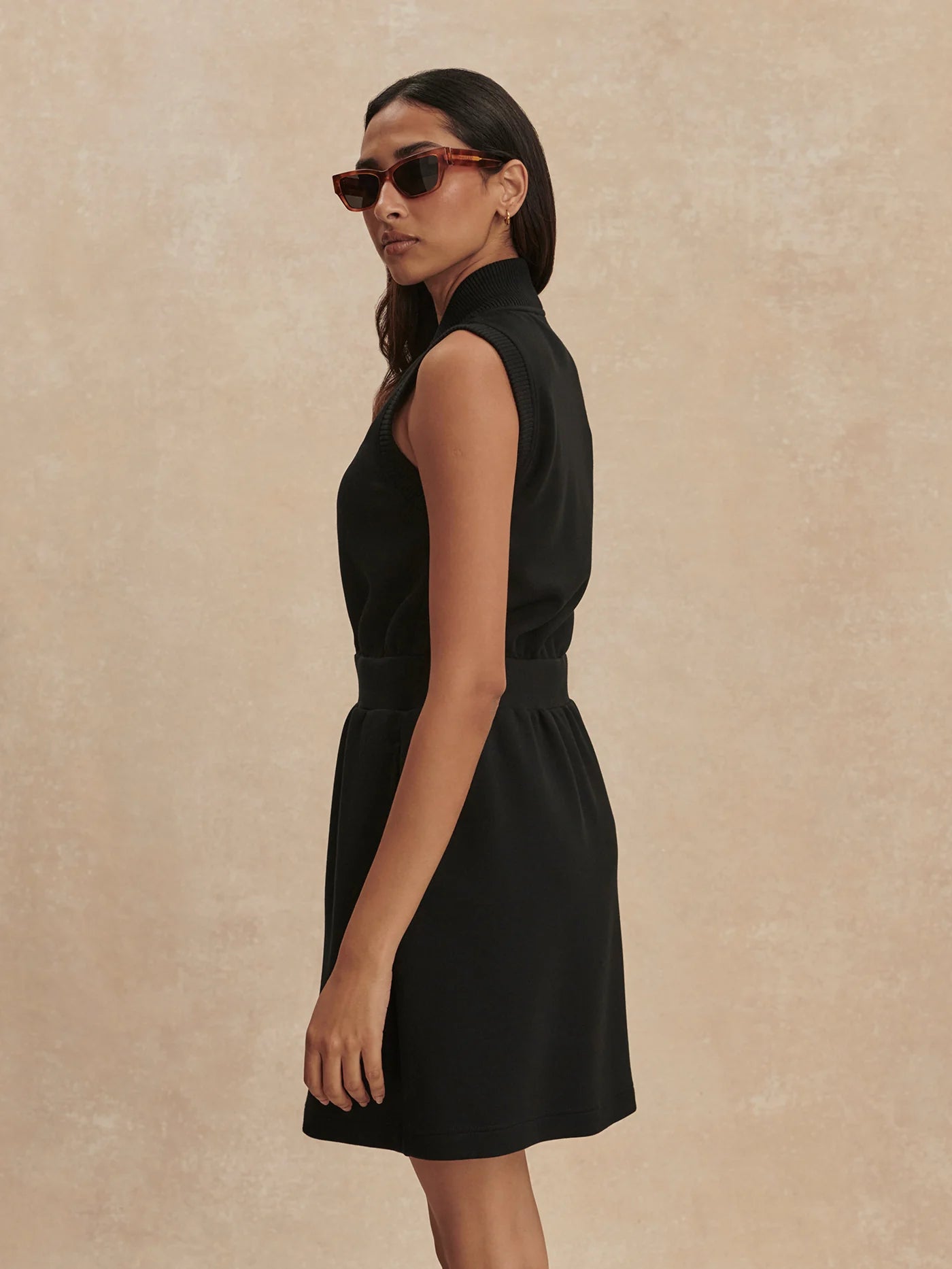 Varley Polyanna Half-Zip Dress in Black at Baseline Social