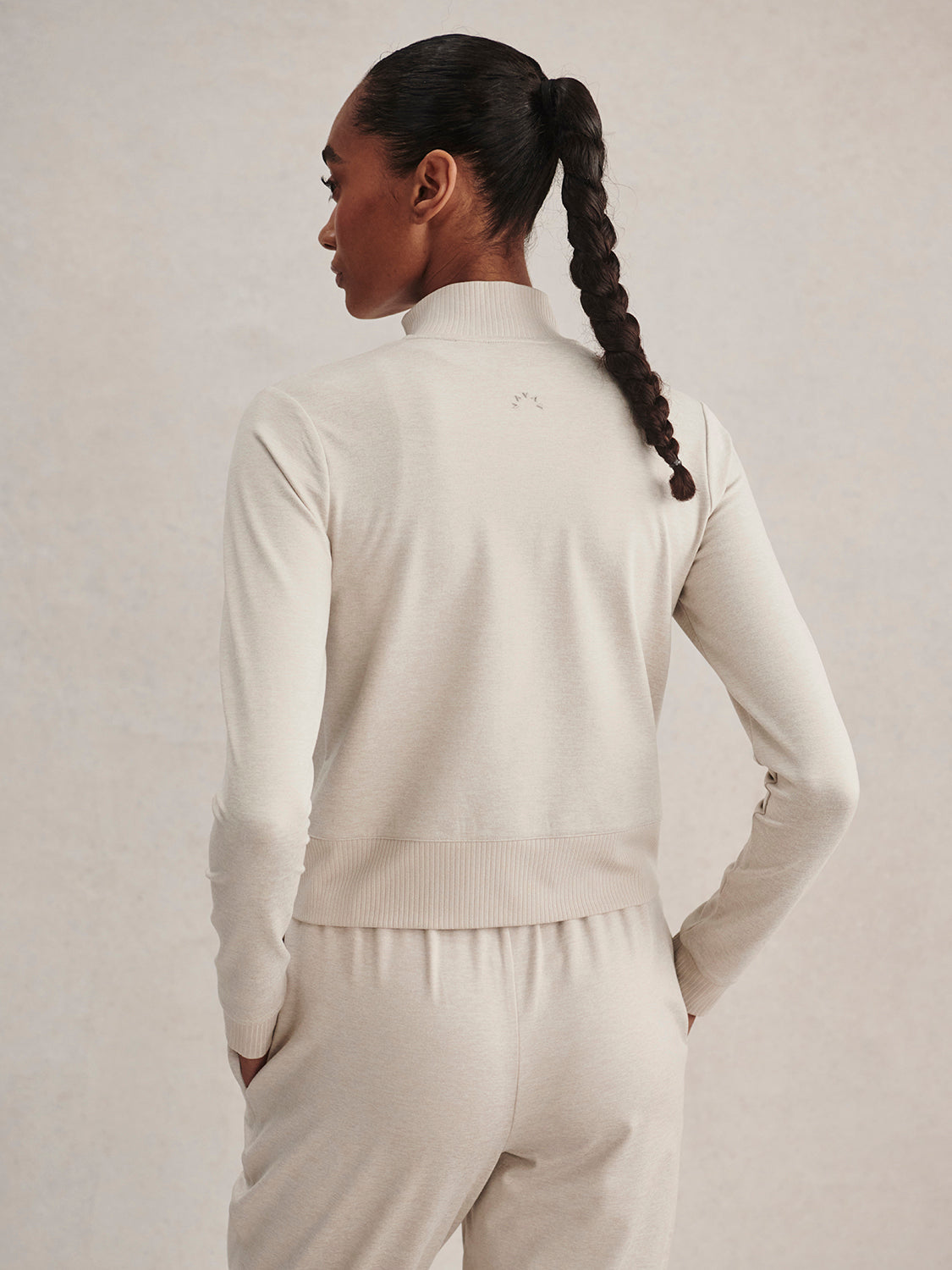 Varley Rufus Cropped Zip Through in Pebble Marl at Baseline Social