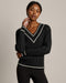 Rhone Varsity Cable Knit Sweater in Pure Black at Baseline Social
