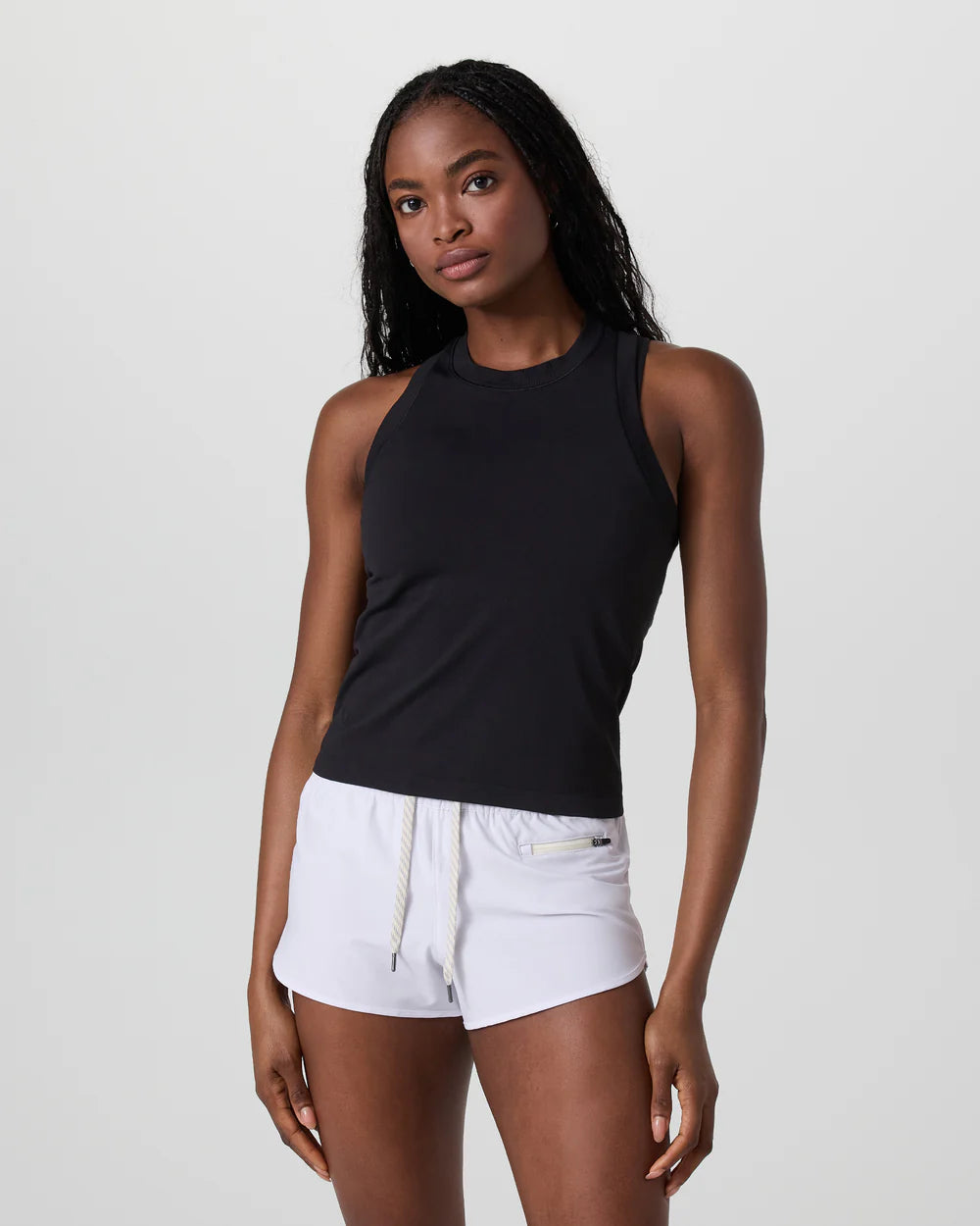 Vuori Surge Seamless Tank in Black at Baseline Social