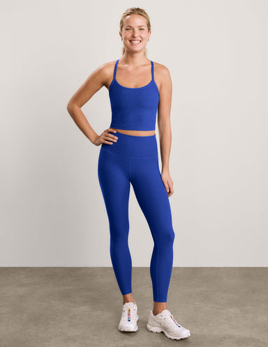 Beyond Yoga Spacedye Caught In The Midi Legging in Ultra Blue Heather, front view
