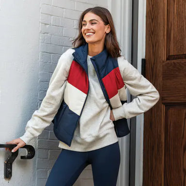 Cisco Insulated Vest in The Sunset Block (Fleet Navy/Cardinal Red/Ivory) - Baseline Social