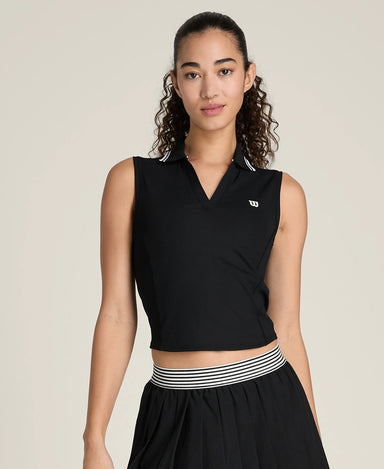Wilson Rib Sleeveless Polo in Black at Baseline Social