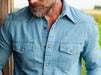 Criquet Western Denim Pearl Snap in Light Wash at Baseline Social