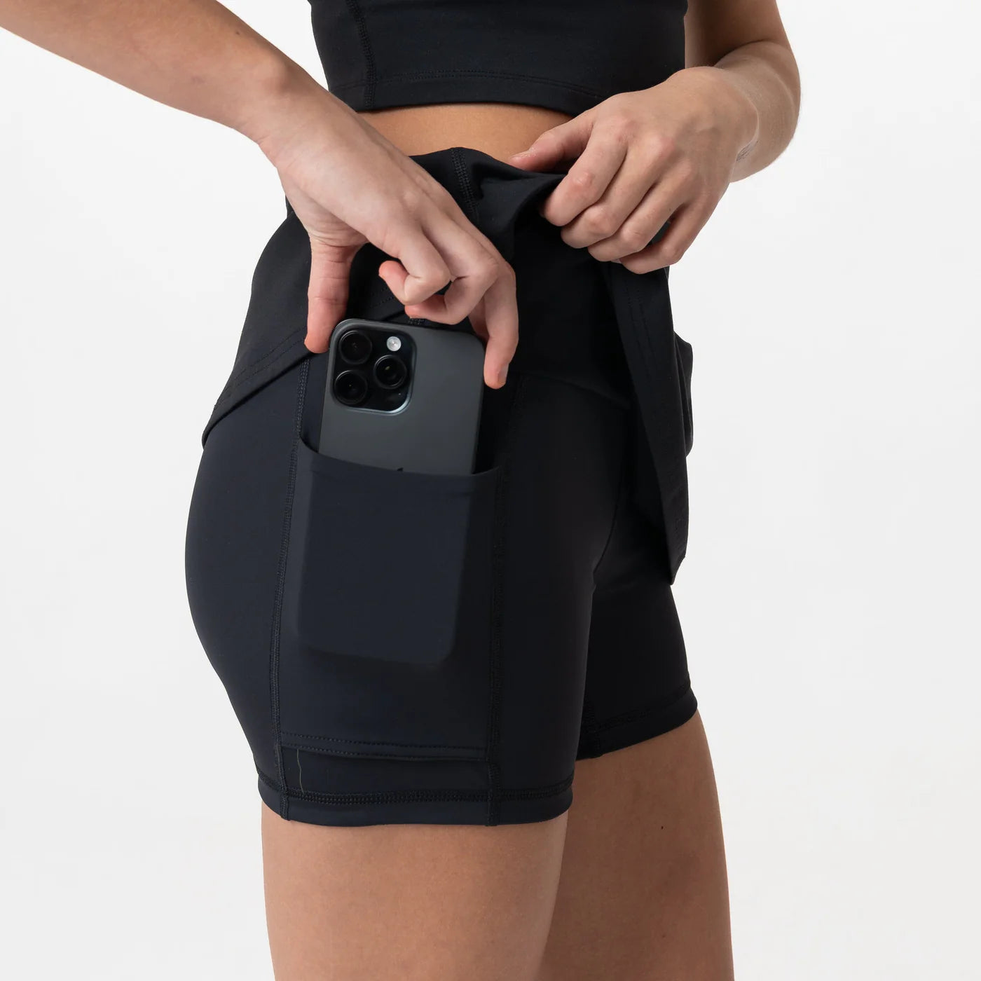 Rhoback Vista Active Skort in Midnight Black at Baseline Social