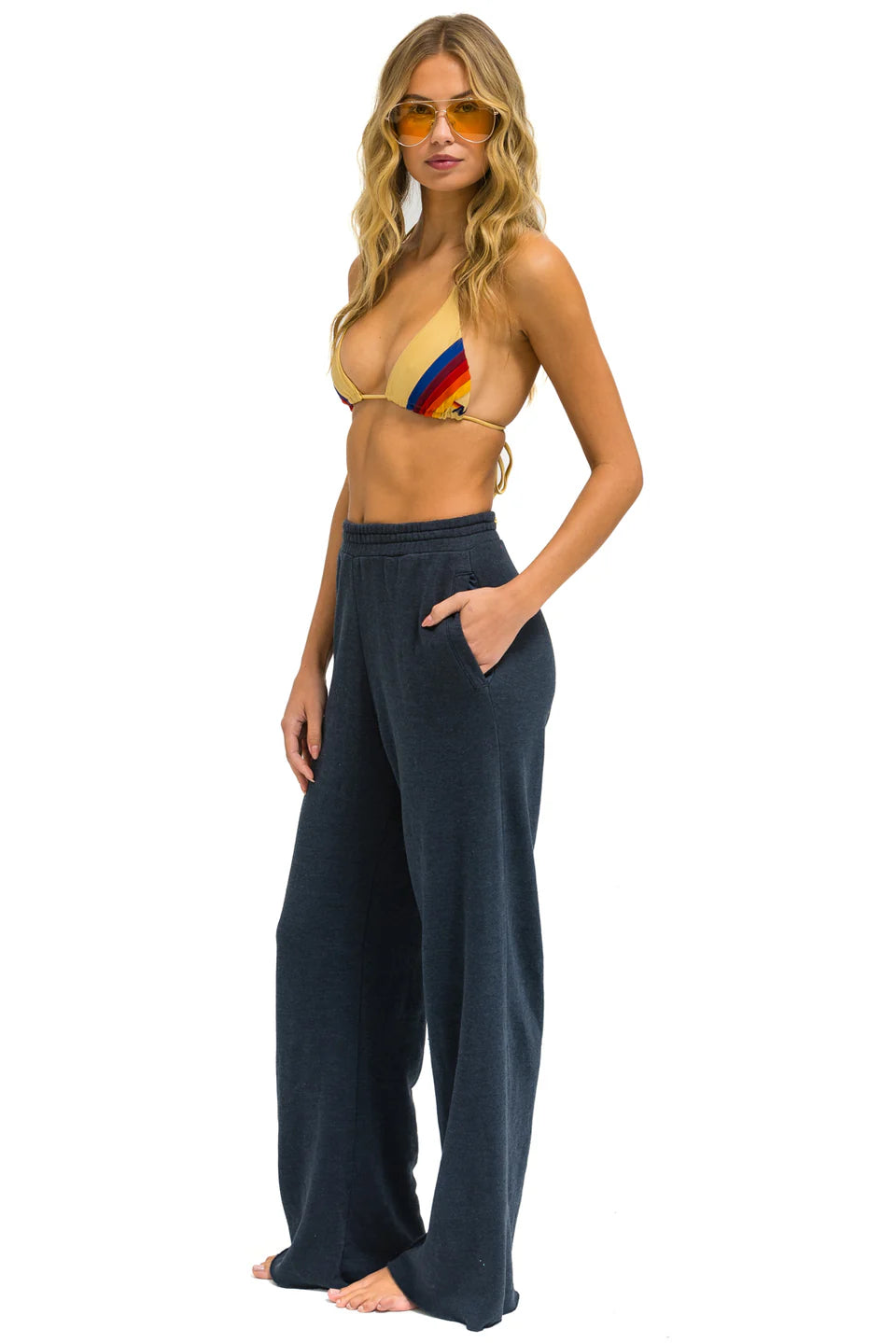 Aviator Nation Wide Leg Pocket Sweatpants in Charcoal at Baseline Social