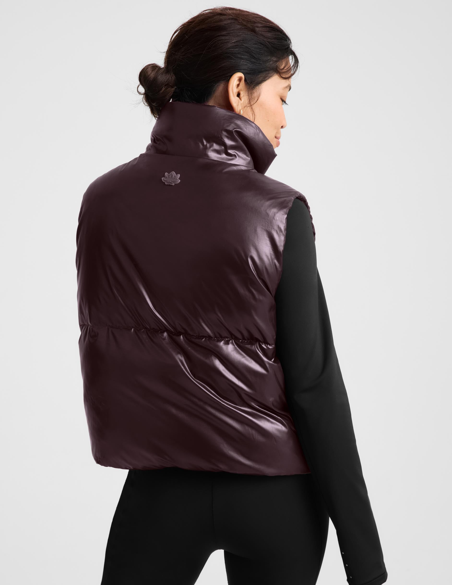 Up For It Puff Shine Vest - Shine Cabernet