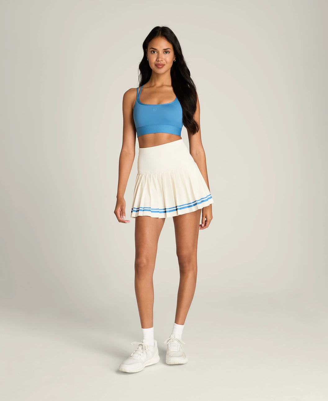 Wilson Midtown Skirt Perforated in Sandrift/Ally Blue at Baseline Social