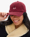 Clare V. Wool Baseball Hat in Black/Red Houndstooth w/ Petit Oui at Baseline Social