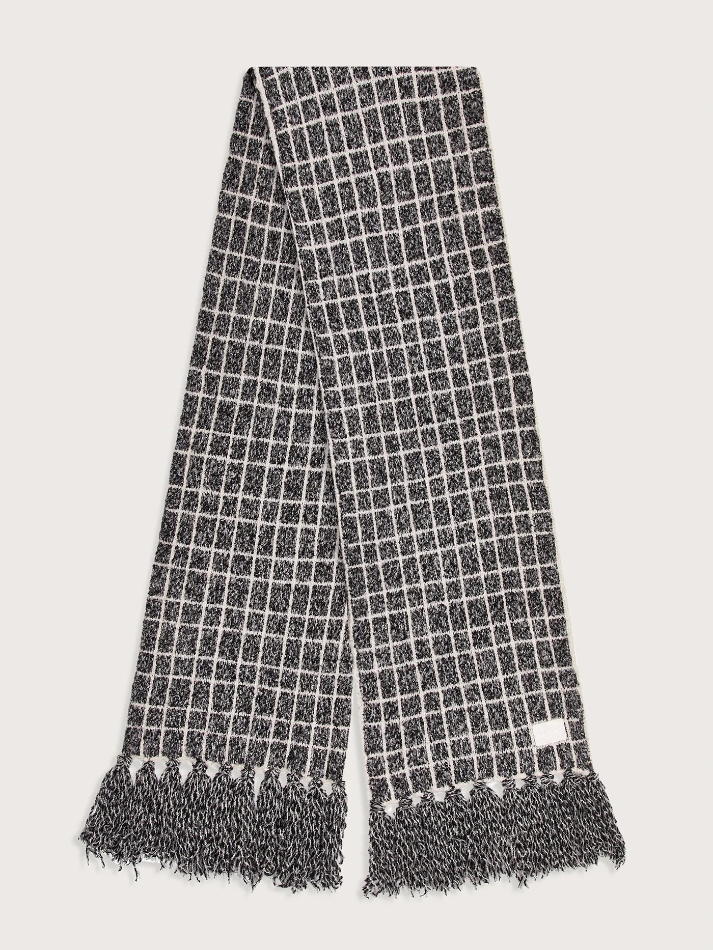 Lindsey Check Knit Scarf in Charcoal Marl - Baseline Social