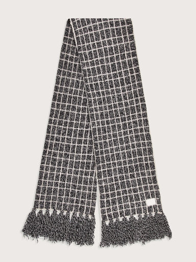 Lindsey Check Knit Scarf in Charcoal Marl - Baseline Social