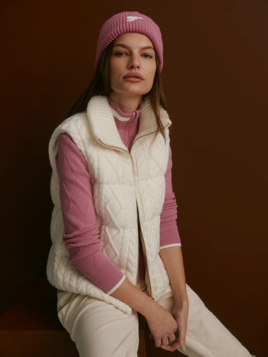 Varley Irina Cable Knit Gilet in Egret at Baseline Social