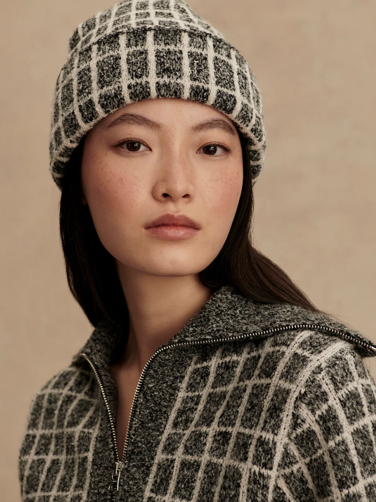 ? Hadley Beanie in Charcoal Knitted Reversible Cable Beanie Charcoal - AndesGifts main image 3