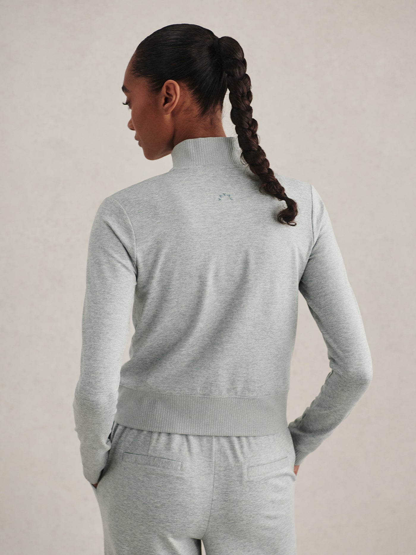 Rufus Cropped Zip Through in Blue Green Marl