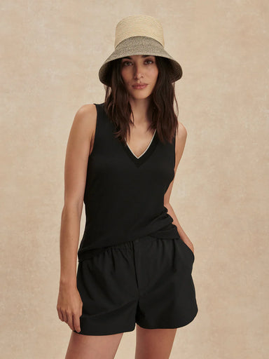Varley Corby V-Neck Tank in Black at Baseline Social