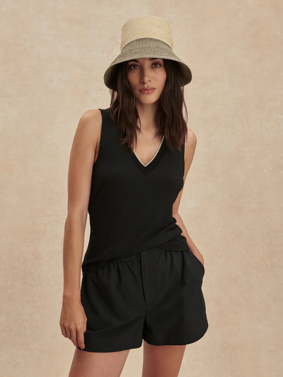 Varley Corby V-Neck Tank in Black at Baseline Social