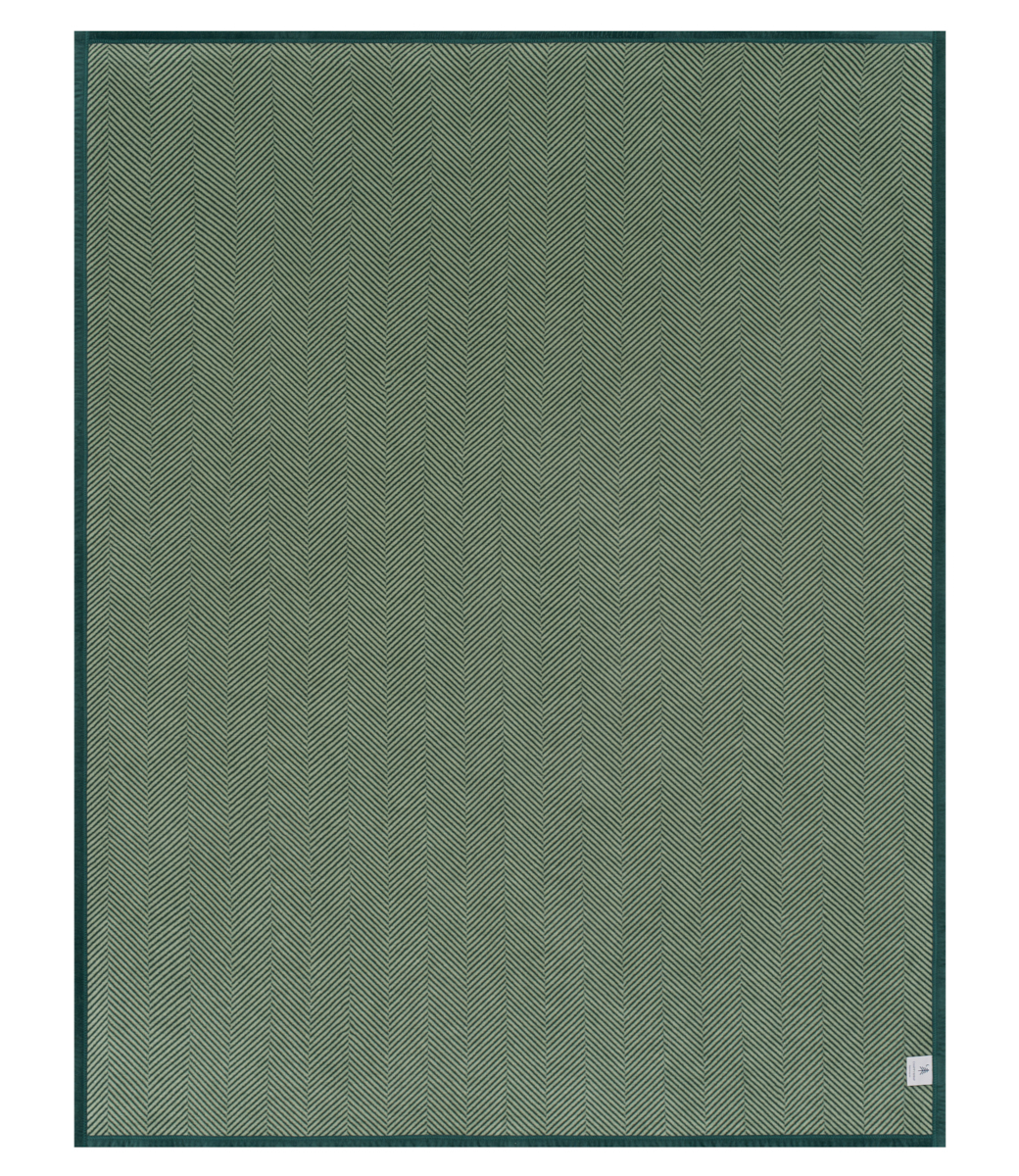 Harborview Herringbone Forest Green Blanket - Baseline Social