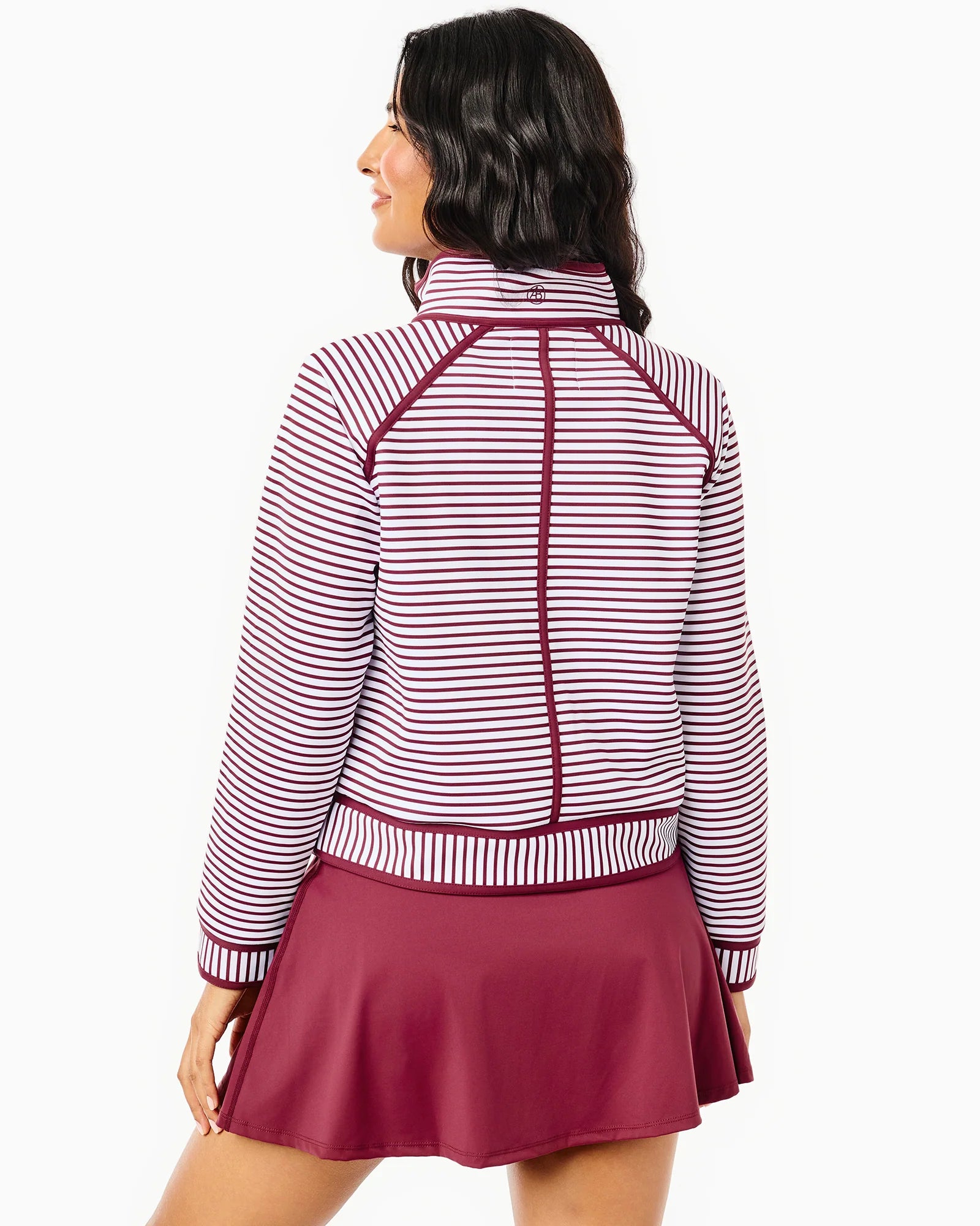 Addison Bay Bainbridge Quarter Zip in White/Lacquer Stripe at Baseline Social 