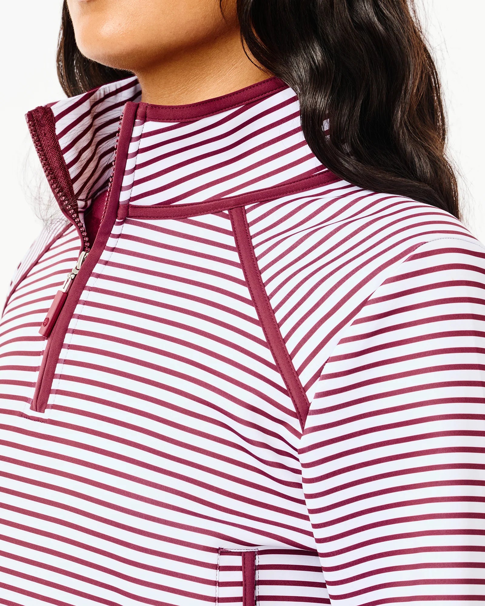 Addison Bay Bainbridge Quarter Zip in White/Lacquer Stripe at Baseline Social 