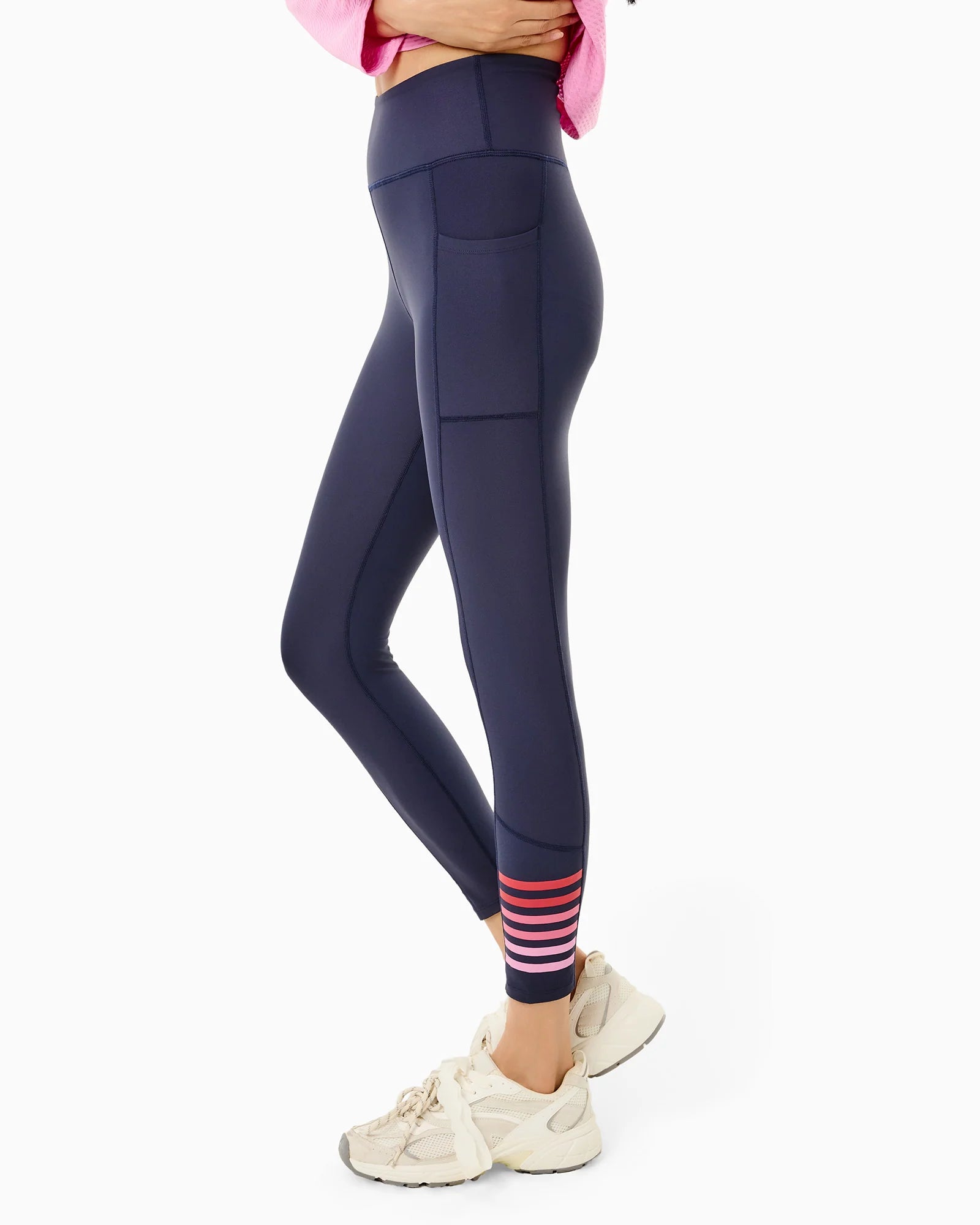 Addison Bay Baker Legging in Navy/Rose/Cherry/Orchid at Baseline Social
