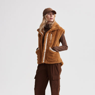 Varley Balter Relaxed Sherpa Gilet Vest in Cafe Spice