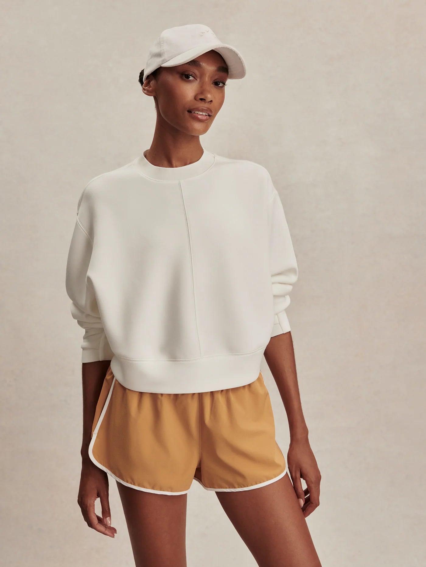 Varley Tasmin Cropped Sweat in Snow White at Baseline Social