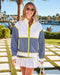 Addison Bay Billie Full Zip Sweatshirt in Super White/Navy Gingham/Chartreuse at Baseline Social