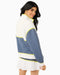 Addison Bay Billie Full Zip Sweatshirt in Super White/Navy Gingham/Chartreuse at Baseline Social