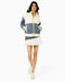 Addison Bay Billie Full Zip Sweatshirt in Super White/Navy Gingham/Chartreuse at Baseline Social