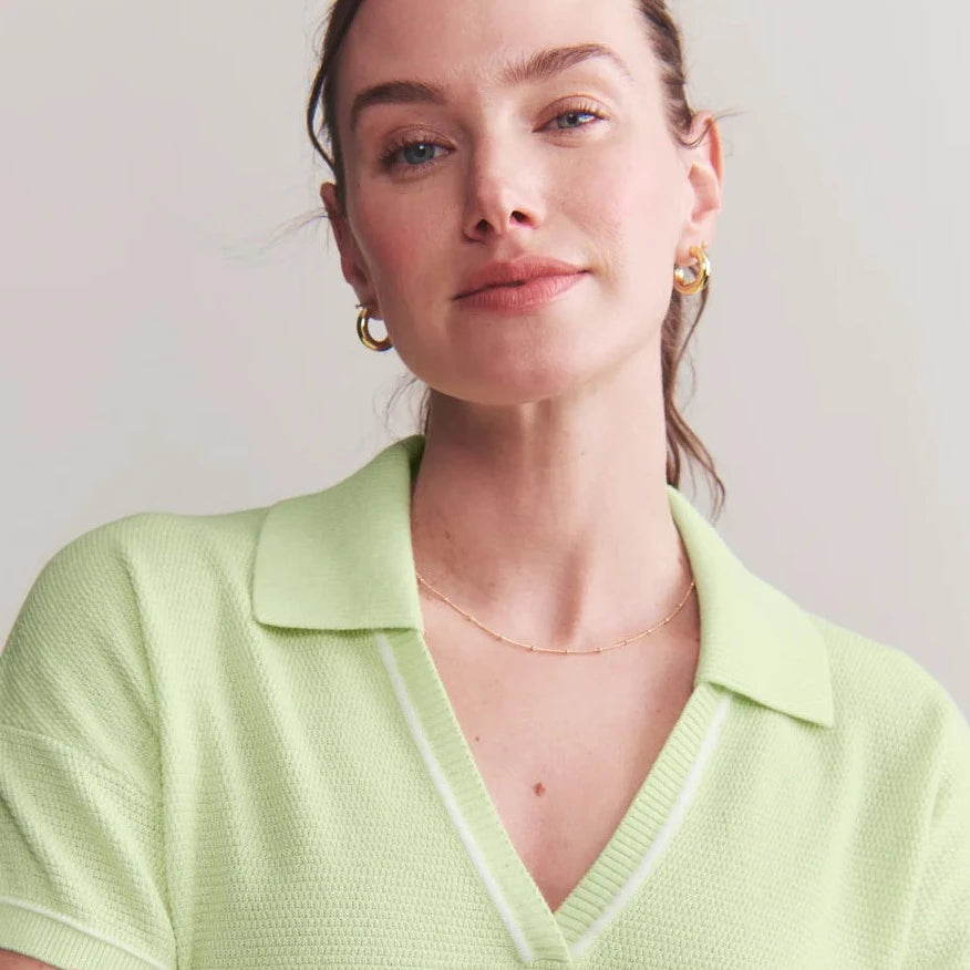 Rhone Birdie Sweater Polo in Lime Zest