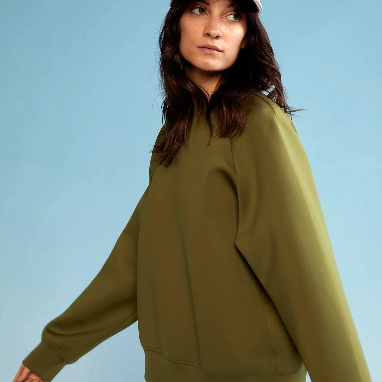 Cynthia Rowley Bonded Pullover in Olive