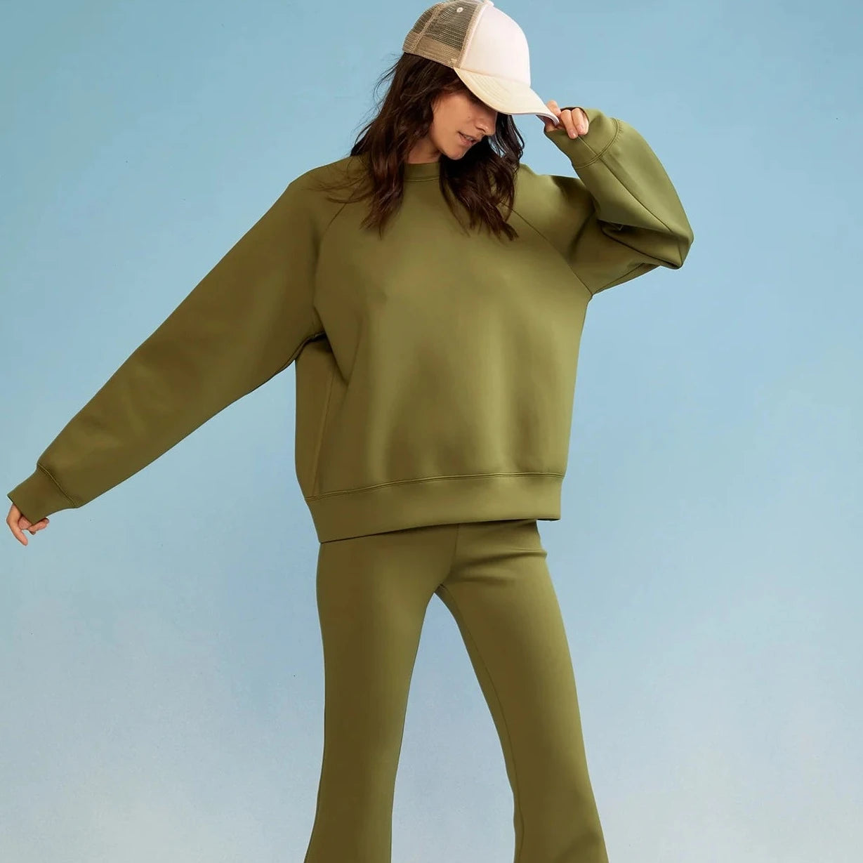 Cynthia Rowley Bonded Pullover in Olive