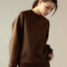 Cynthia Rowley Bonded Pullover Sweatshirt in Chocolate Brown