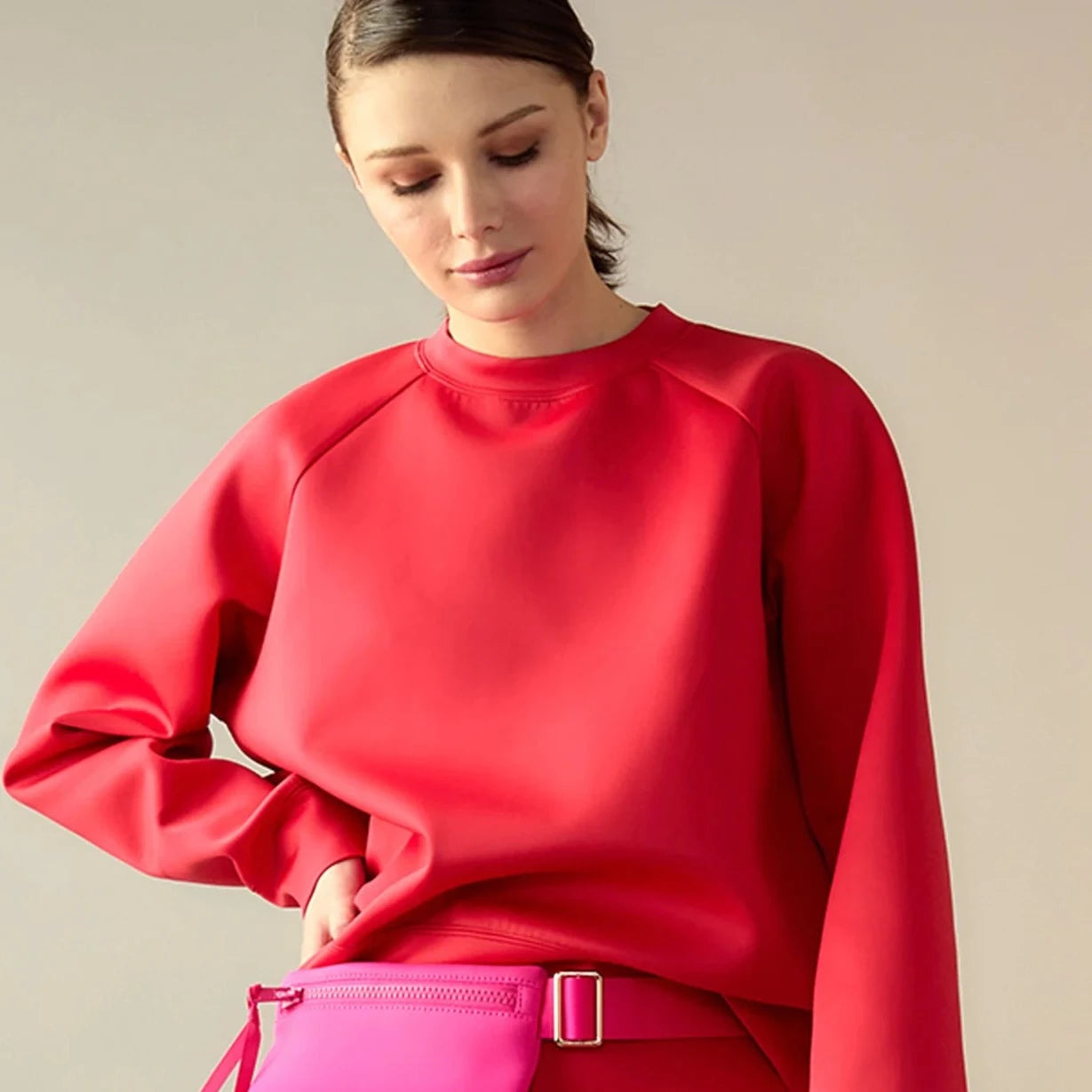 Cynthia Rowley Bonded Pullover in Red