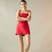 Cynthia Rowley Bonded Shoulder Tie Dress in Red