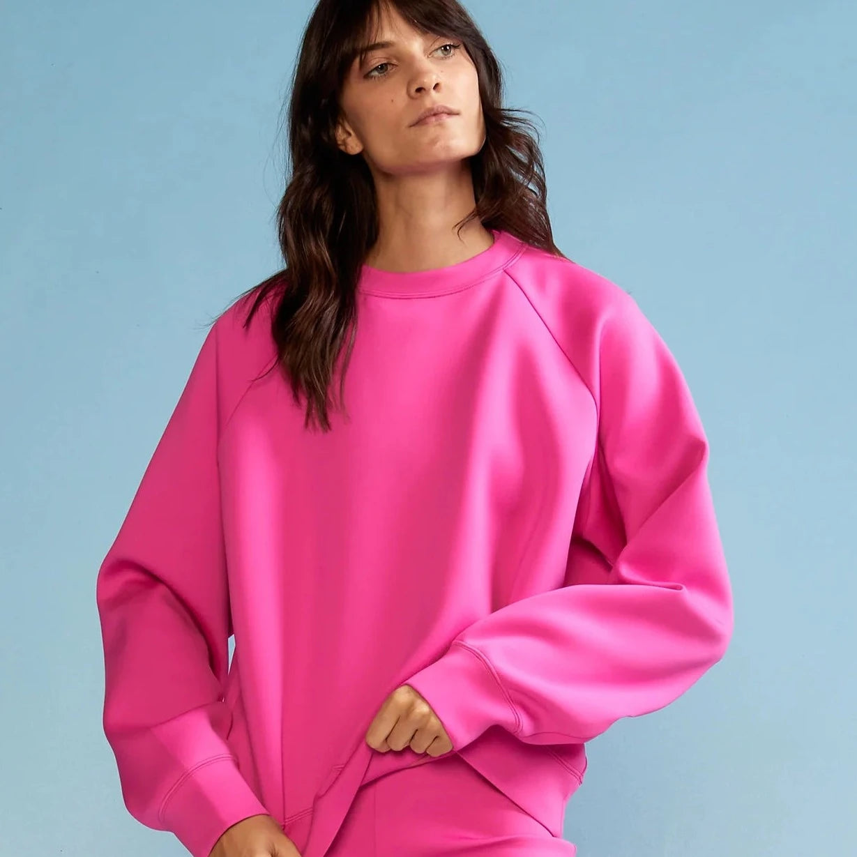 Cynthia Rowley Bonded Pullover in Hot Pink