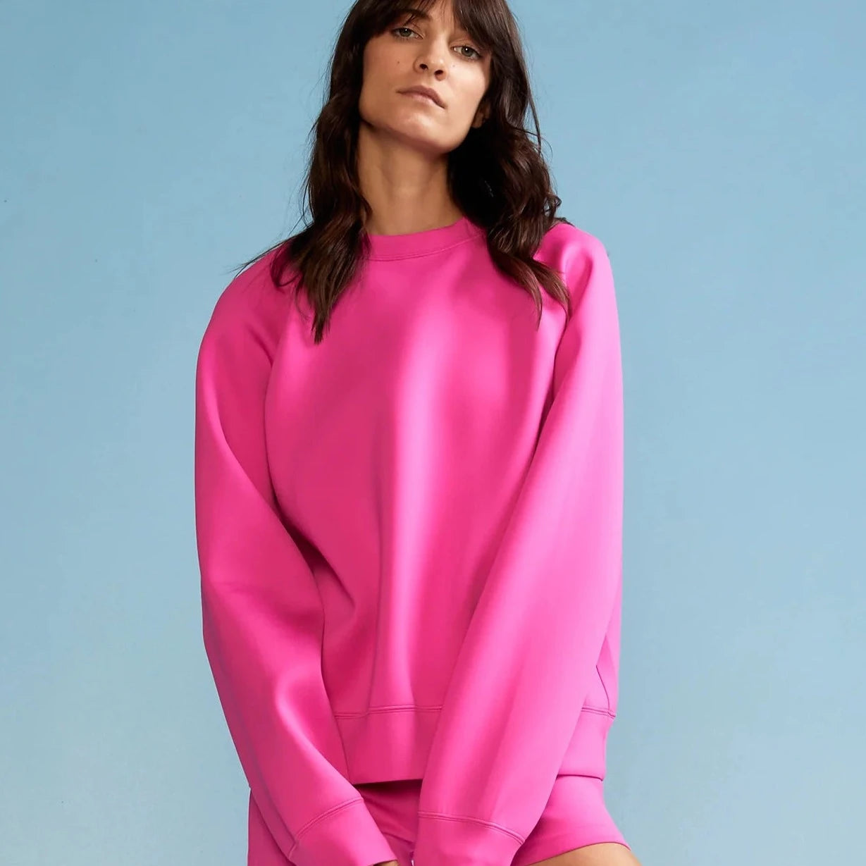 Cynthia Rowley Bonded Pullover in Hot Pink