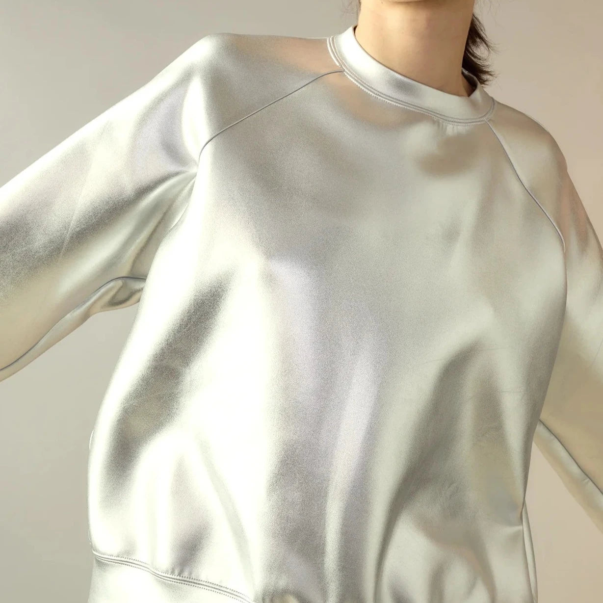 Cynthia Rowley Bonded Pullover in Silver