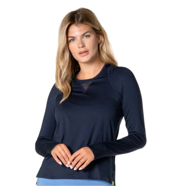 Lucky in Love High Low Breezy Long Sleeve Shirt in Midnight