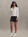 Varley Len Seamless Zip-Through Sweater in White at Baseline Social