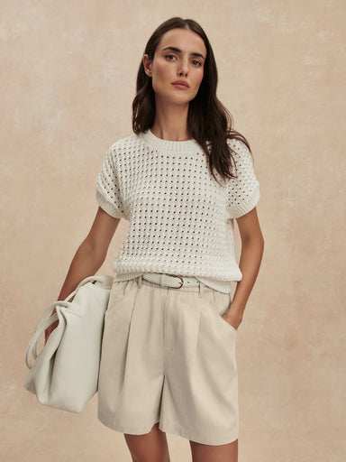Varley Denny Knit Top in Snow White at Baseline Social