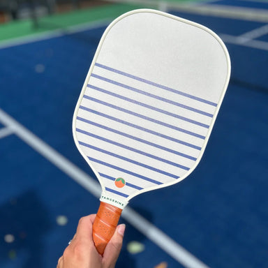 Tangerine Castine Pickleball Paddle in White and Navy stripe