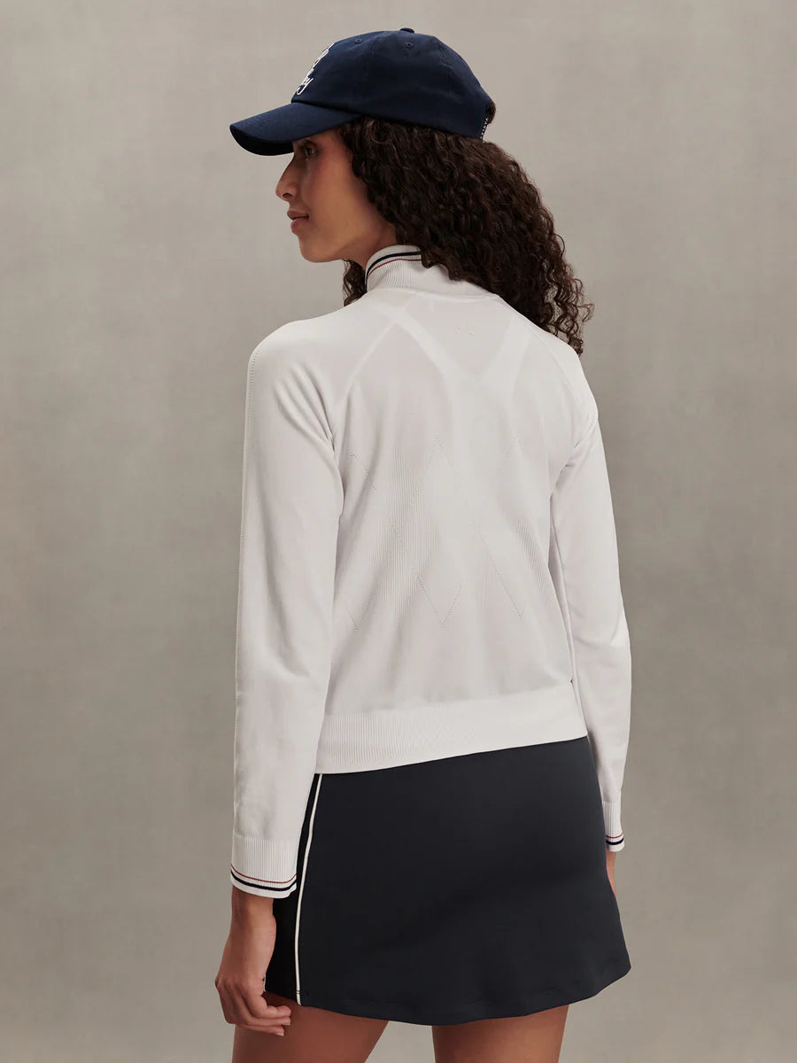 Varley Len Seamless Zip-Through Sweater in White at Baseline Social