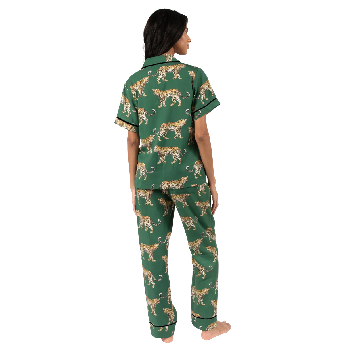 Katie Kime Cheetah Pajama Pants Set in Green