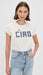 Clare V. Classic Tee in Cream Block Ciao w/ Studs at Baseline Social