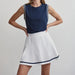 Varley Clarendon High Rise Skort in White with Navy Trim